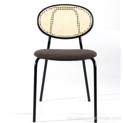 Diseño moderno silla de comedor de ratán de madera nórdica